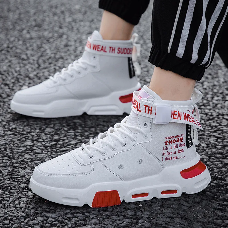 

Autumn And Winter New Style Versatile Men Hight-top Canvas Shoes Korean-style Trend of Fashion Leather Stitching Four Seasons Sh