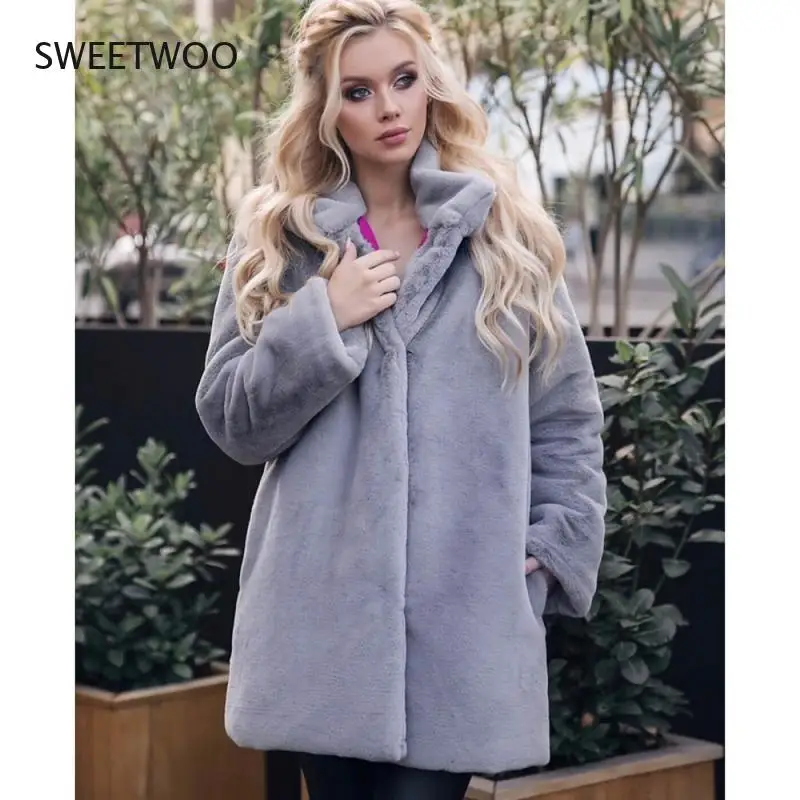 

New Man-Made Fur Natural Mink Fur Coat Women's Winter Coat Fashion Solid Color Coat Women's High Quality Long Warm and Thick