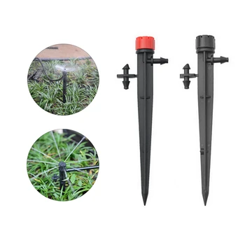 

50PCS Drip Irrigation Emitters Adjustable Micro-Bubbler + 50PCS Stake Support 1/4 inch Hose Greenhouse Patio Garden Flower Bed