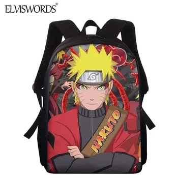 

ELVISWORDS Fashion Anime Design Kids Shoulder Backpack 2020 Cool Naruto Print Student Schoolbags Boys Girls Book Bags mochila