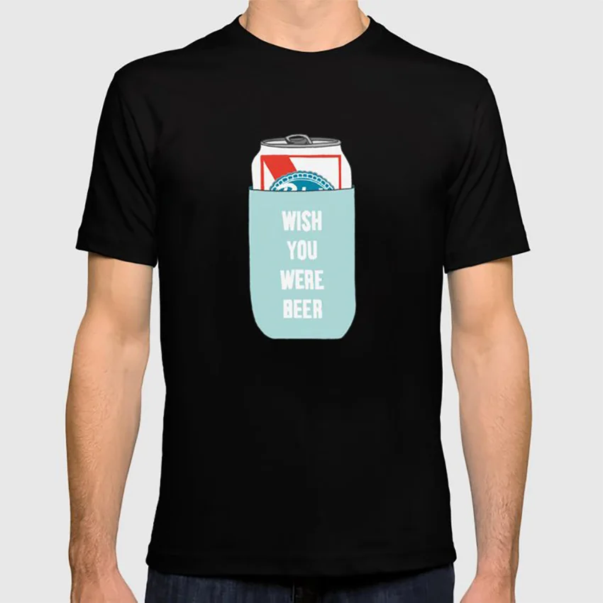 Wish You was Beer футболка поп-арт Типографика пиво может алкоголь напиток pbr хипстер с