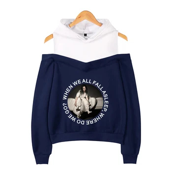 

Billie Eilish Hoodies Vrouwen Fashion Off Shoulder Hoodies Women Sexy Off-Shoulder Sweatshirt Billie Eilish Print Autumn Hoodie