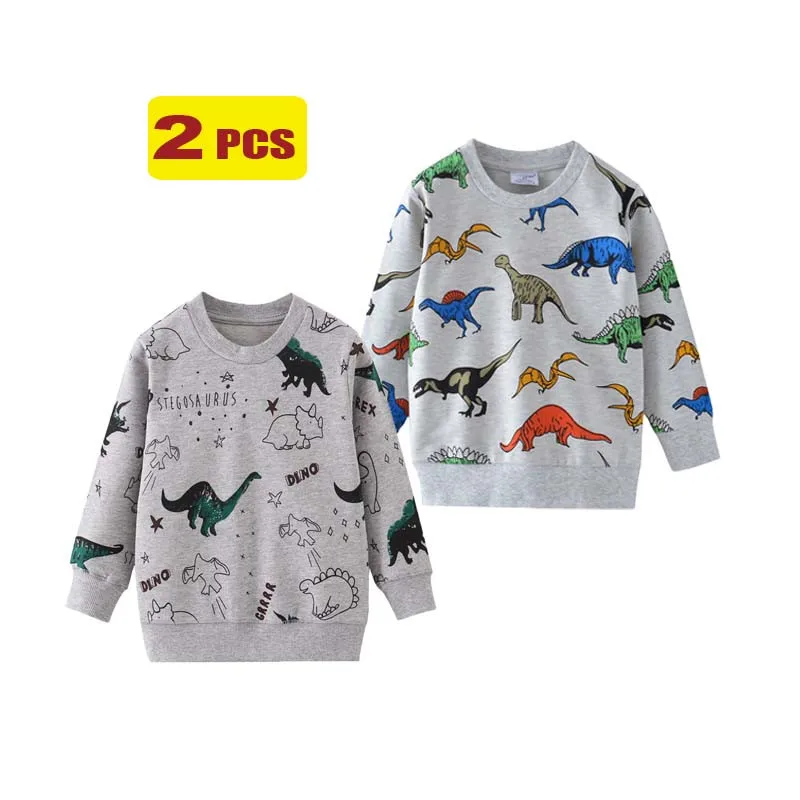 Jumping Meteres/Хлопковые свитера; рубашки с принтом животных для мальчиков и девочек; комплект из 2 предметов; осенне-зимние детские свитшоты; детские спортивные топы