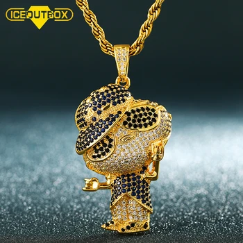 

ICEOUTBOX Personality Odd Cartoon Pendant Necklace For Women Men's Hip Hop Jewelry With Cubic Zircon Cartoon Character Gifts