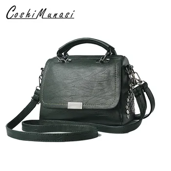 

Vintage leather Cross body Bags For Women 2020 New European and American Fashion Handbag Luxury Quality Brand Rivet HandBags