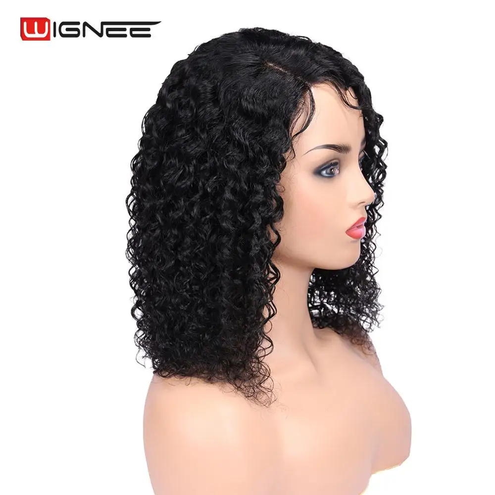 Wignee короткий кудрявый кружевной парик с детскими волосами для черных/белых