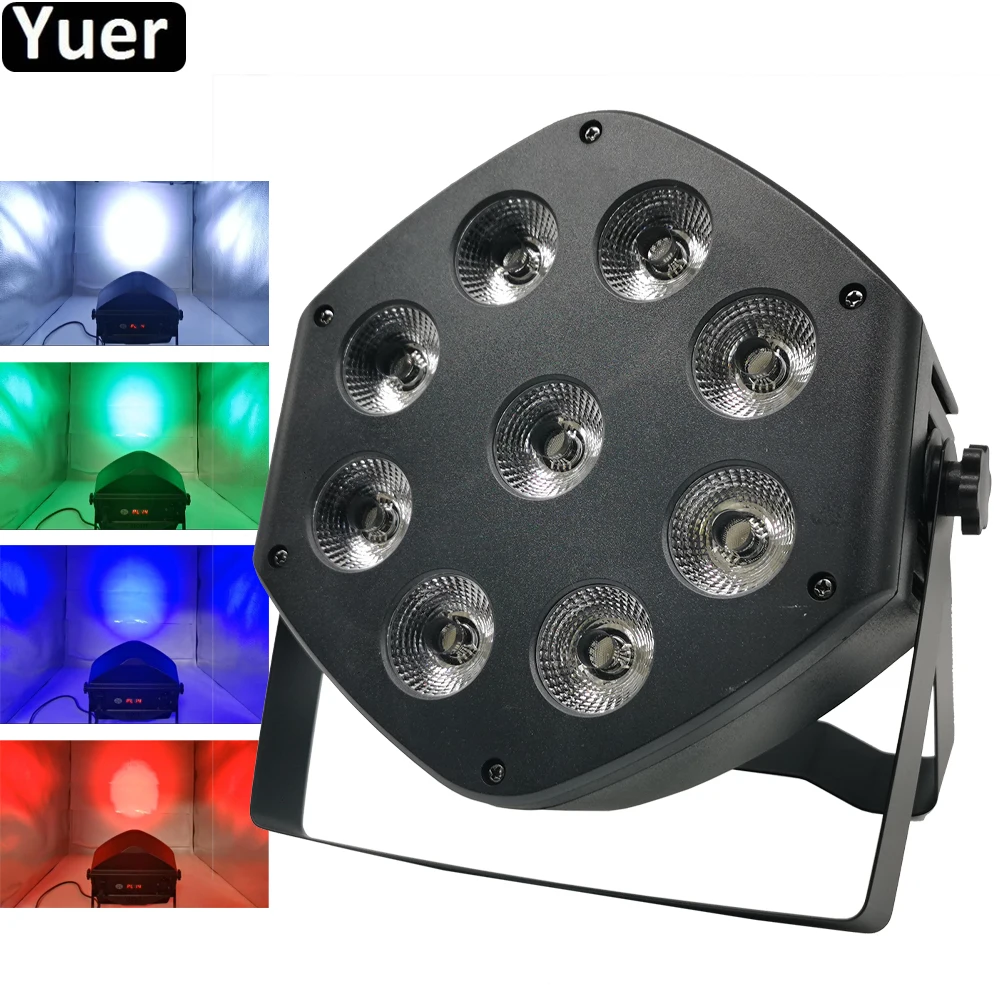 New 9X10W RGBW 4IN1 LED Flat Par Light LED Disco Stage DJ Wash Beam Light DMX512 LED Remote Control Par Sound Party Disco Lights jc light stage dj light club light wash and laser 2in1 led moving head lights ktv room beam lighting for party disco 2023 news