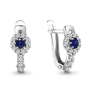 

Earrings with AQUAMARINE nanosapfirami, cubic zirconia, silver 925