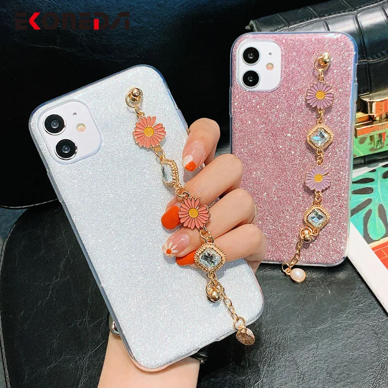 Чехол EKONEDA с цепочкой на запястье для iPhone 7 8 6 6S Plus 11 Pro XS Max XR X SE 2020 роскошный