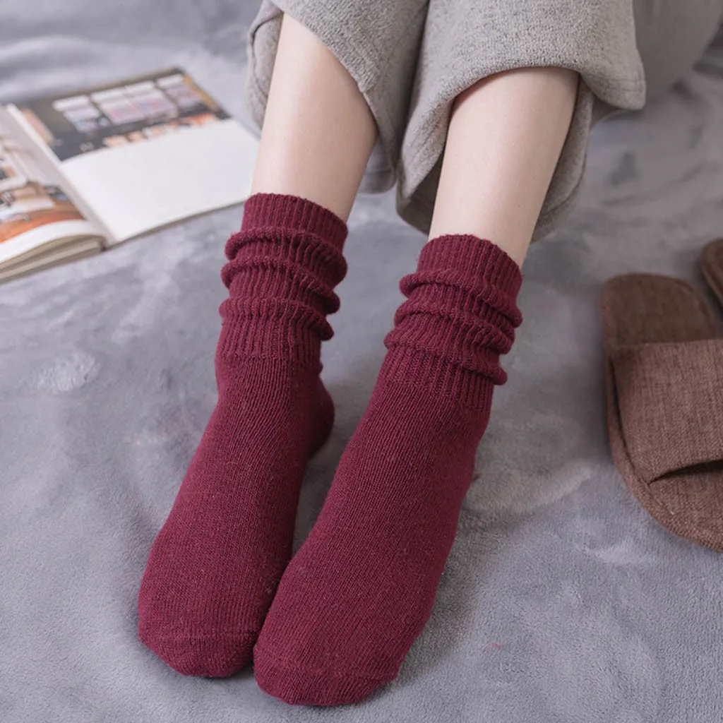 Женские носки, Осень-зима, хлопковые полосатые короткие носки, Повседневная Уличная одежда, счастливые носки для женщин, милые носки для девочек винного цвета