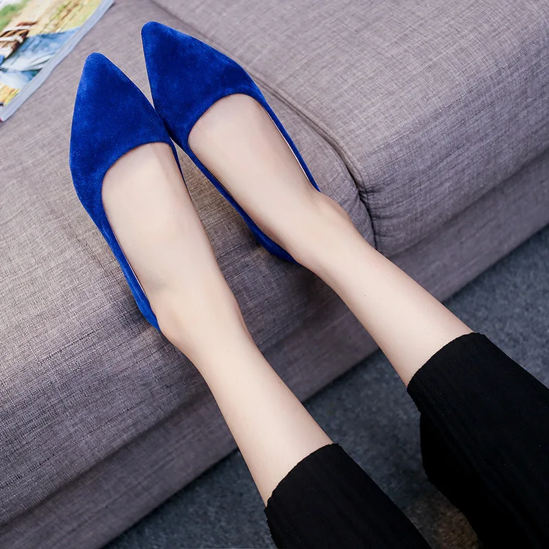 

2018 Spring New Style Korean-style Suede Pointed-Toe Small Shoes Flat Low-Cut Four Seasons Versatile WOMEN'S Shoes Generation