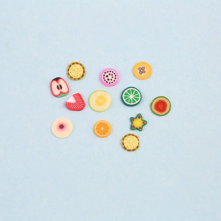 3D Nail Art Assorted Tropical Fruits Slices Polymer Clay Stickers Tips DIY Decor Craft Pack of 1000Pcs