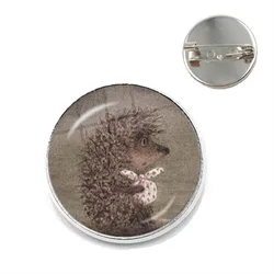 Charming Hedgehog Fog Brooch - Handmade Metal & Glass Animal Pin Jewelry (25mm)