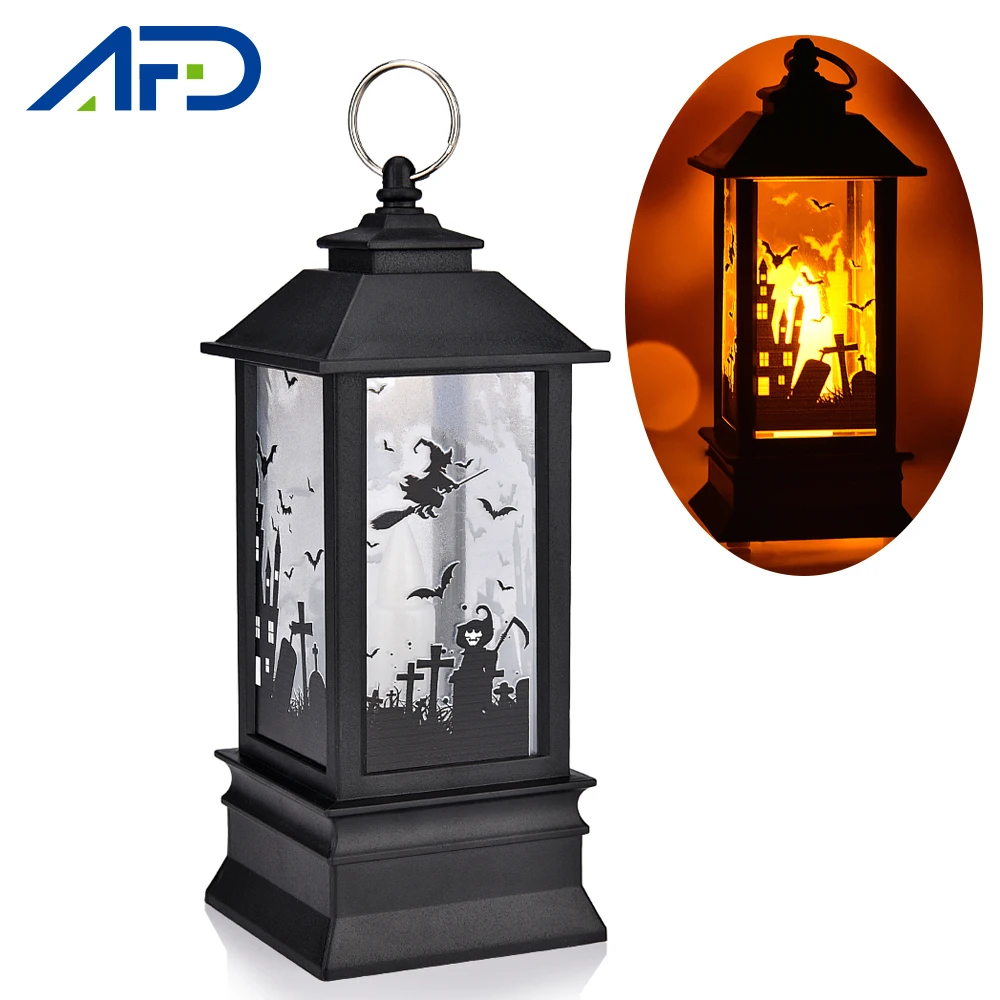 

2019 Halloween Vintage Pumpkin Castle Flame Light Lamp Hanging Halloween Party Decor Lantern Party Supplies Gift for Children
