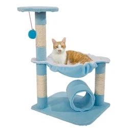 Arbre à jouer en Sisal pour chat, 28 pouces, tour, support Stable, mignon, agneau, chat bleu, chaton, jouet de saut avec échelle 