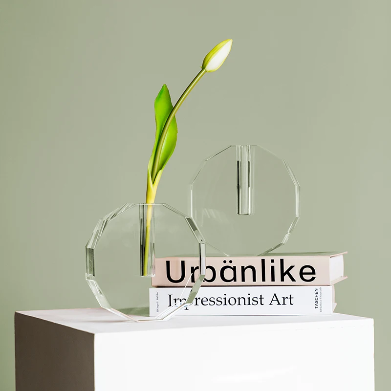 

Creative Polygonal Geometric Transparent K9 Crystal Vase Decorative Crafts Flower Vases Hydroponic Dried Vase For Home Wedding