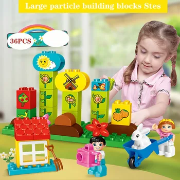 

Large Particle Building Blocks Sets Creative Garden DIY Assembled Early Education Enlightenment Toy Girl Baby Compatible Duploed