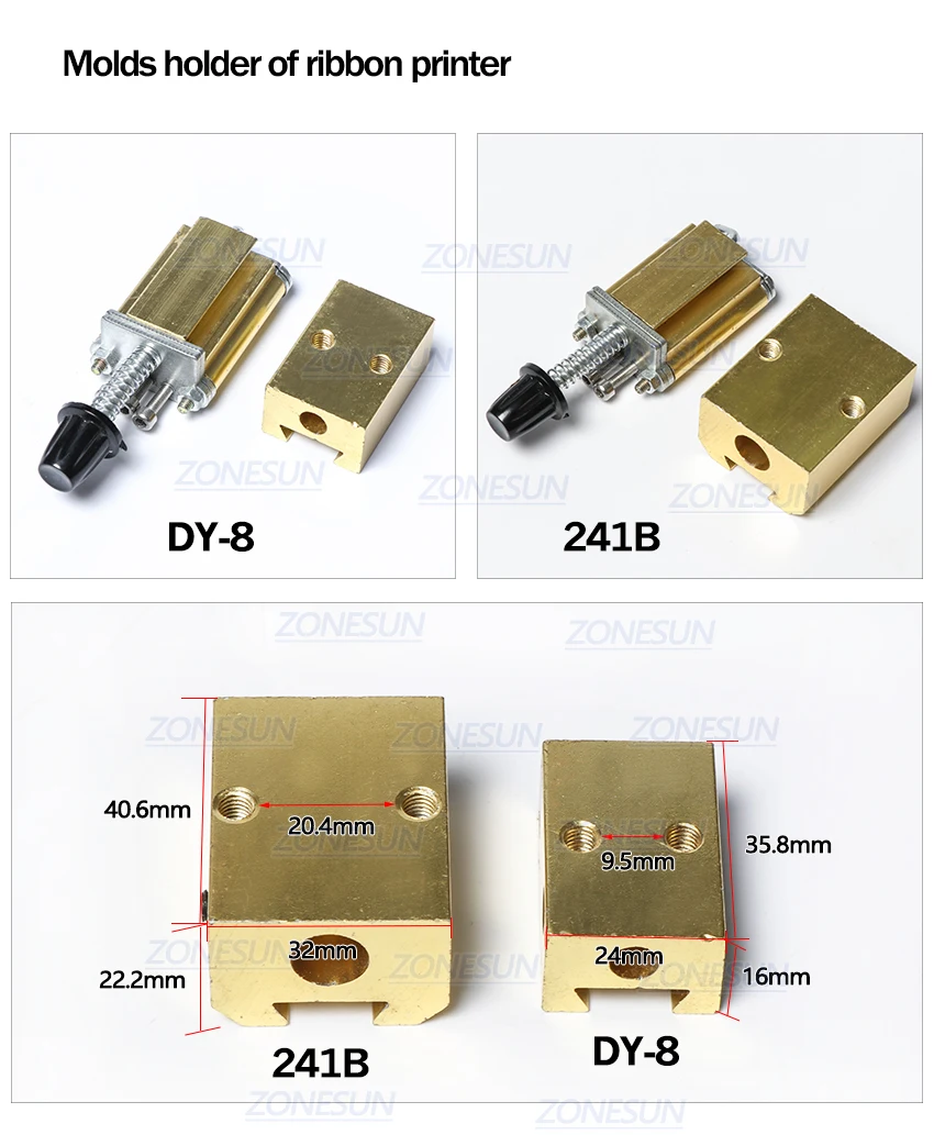 ZONESUN держатель формы ленточный принтер DY8 HP241 устройство кодирования тепловая головка штамповки принтер Термоблок принтер письмо высечки