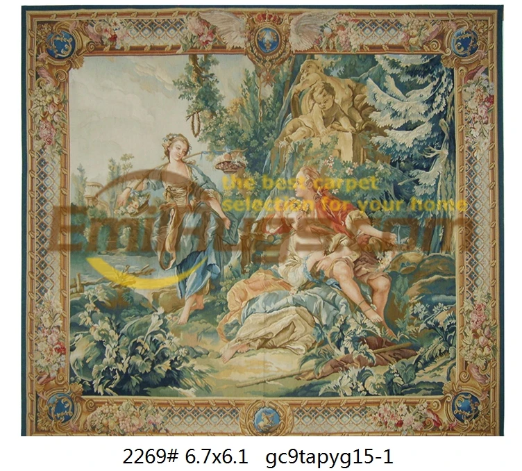 Чистый ручной работы шерсть дворца Французский Aubusson Гобелен широкий (183 см) 2211 6.05x6.85gc9tapyg9