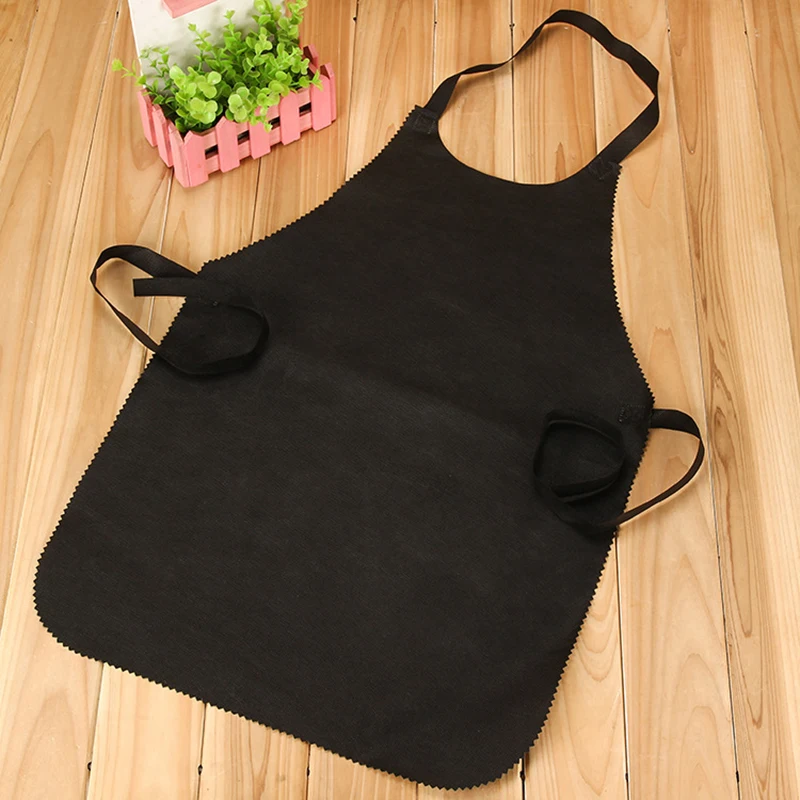 Черный 1PC Solid Color 62*42cm Unisex Apron Classic design Work Aprons for Women Kitchen Accessories Fashion Baking Apron - Цвет: Черный