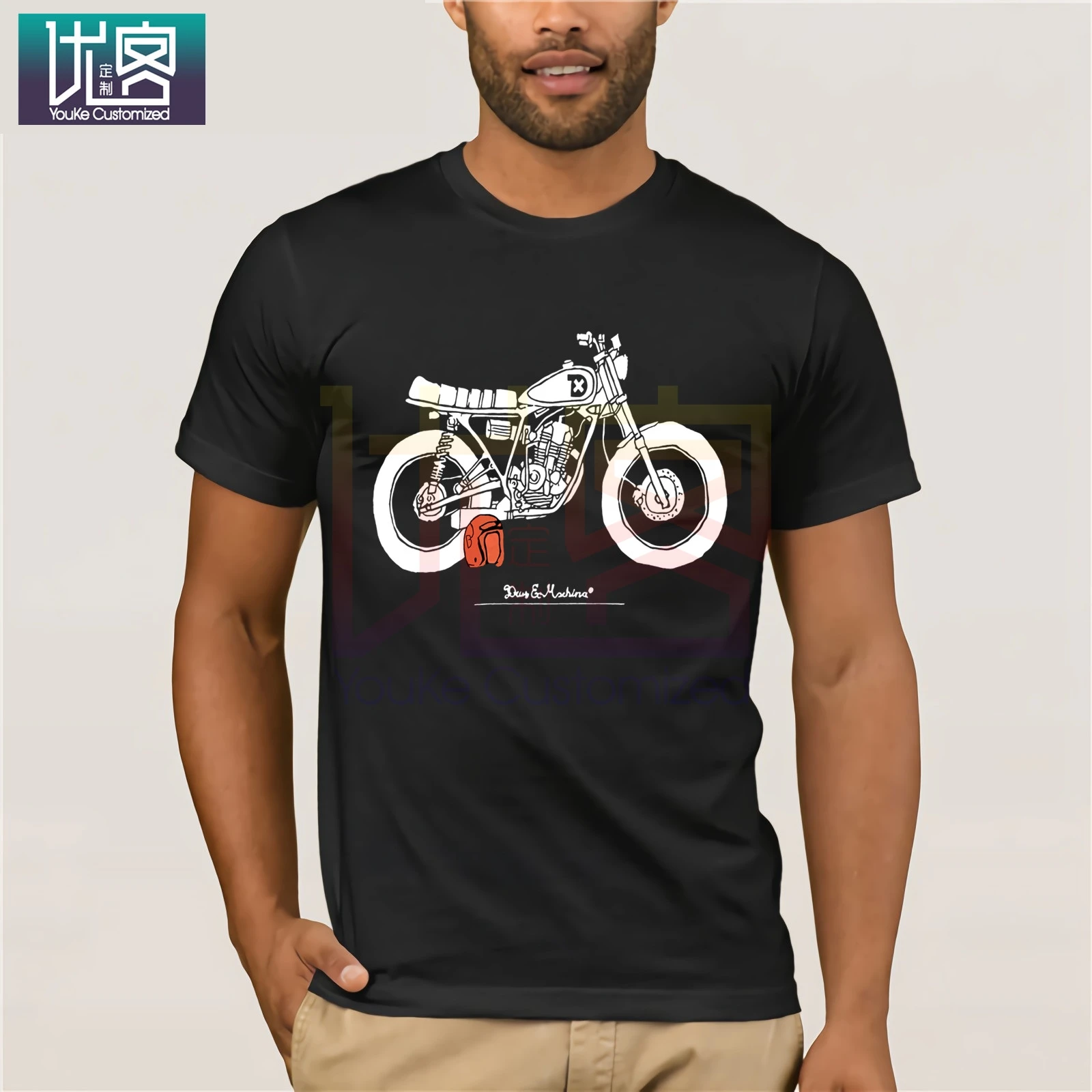  DEUS  EX MACHINA THE SHANK  T SHIRT NAVY O Neck Cotton Tees 