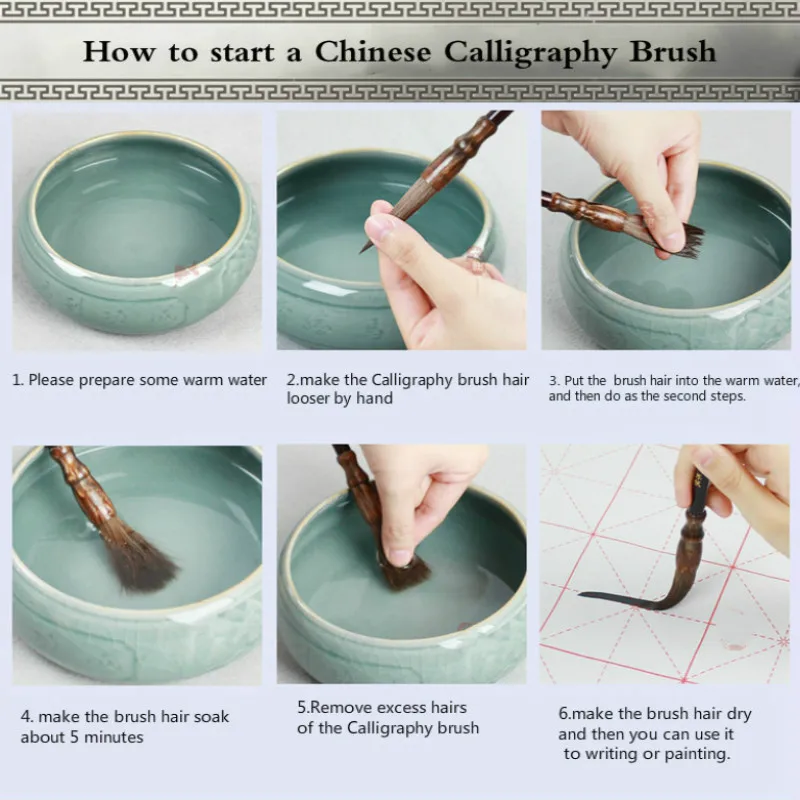 3pcs Chinese Calligraphy Brush Weasel Hair Writing Brushes Wolf Hair Calligraphy Brush Pen for Chinese Painting Couplet Writing