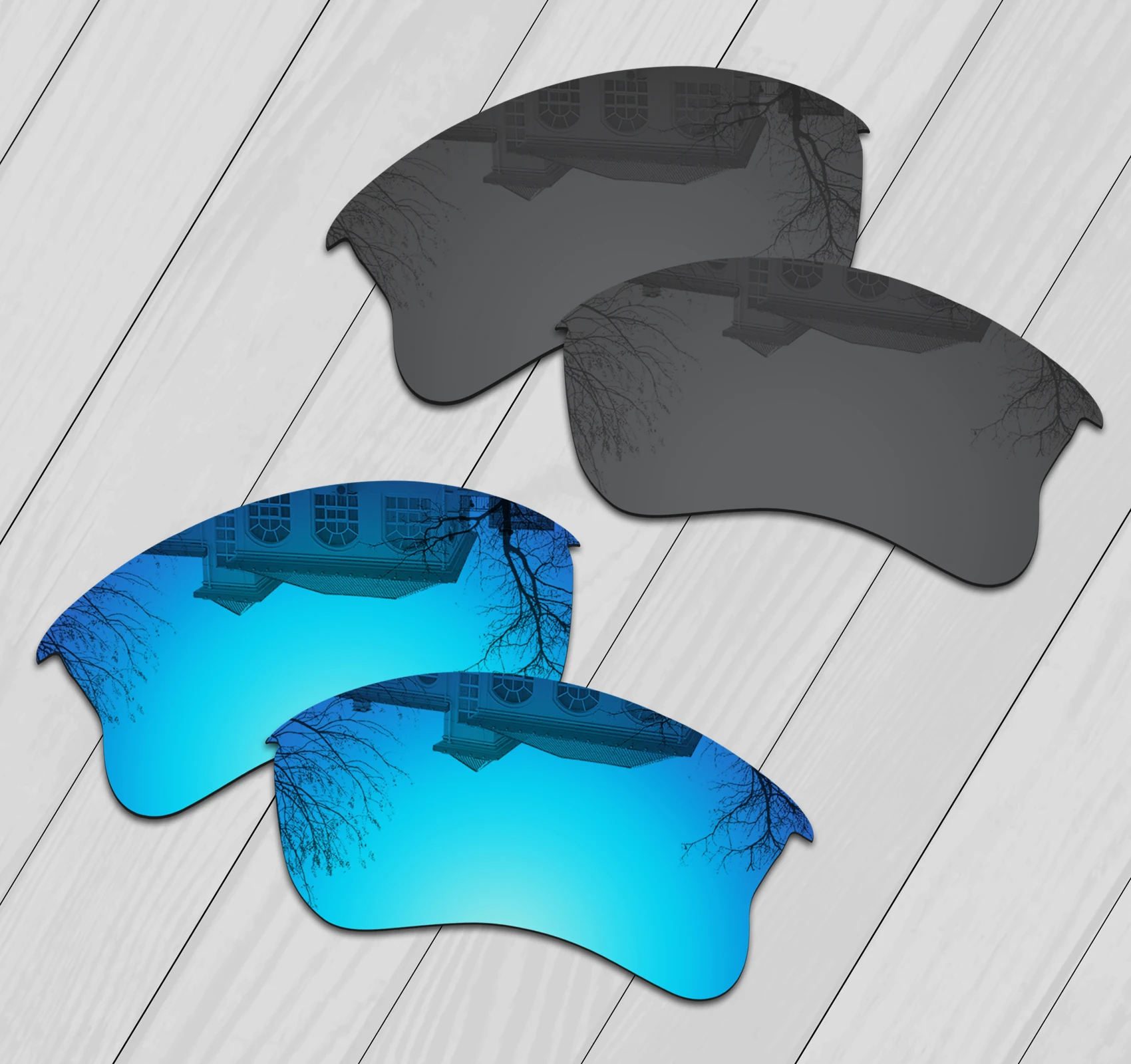 

E.O.S 2 Pairs Black & Ice Blue Polarized Replacement Lenses for Oakley Half Jacket 2.0 XL Sunglasses