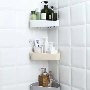 

Self-adhesive Corner Shower Shelf with Suction Cup Home kitchen Supply Storage Rack Wall Hanging Bathroom Shampoo Organizer Hot