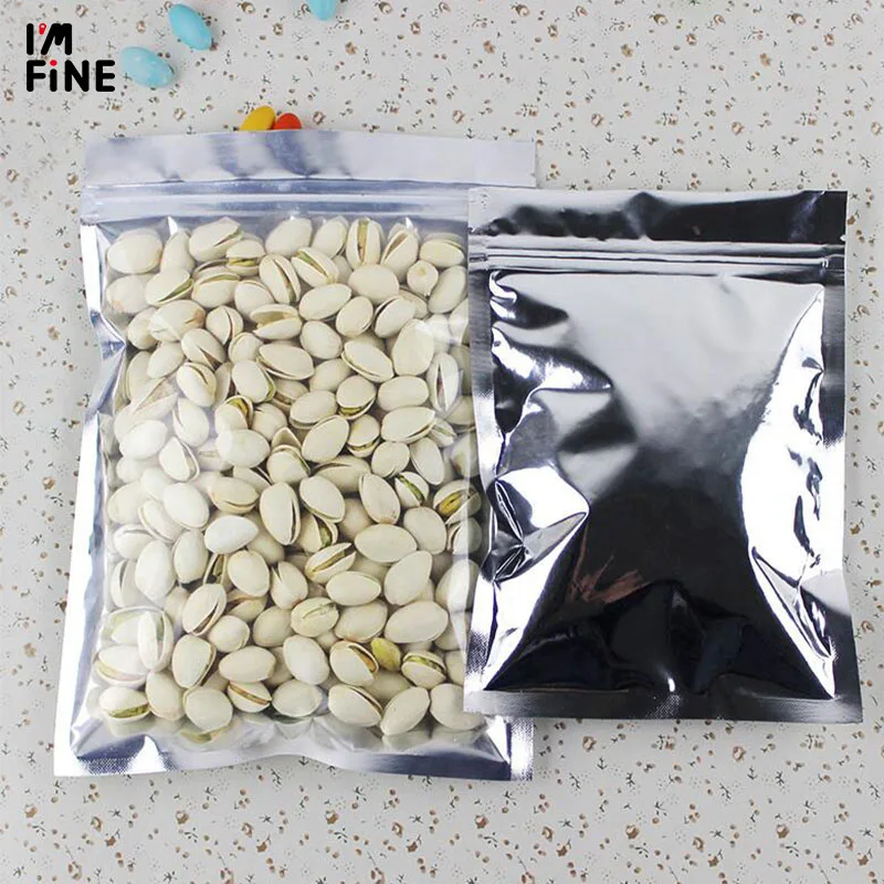 100 Pcs Clear Aluminum Foil Bag Self Seal Zipper Ziplock Packing Food Retail Resealable Baking Packaging Pouch | Дом и сад
