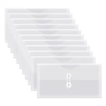 

A6 Poly Clear Plastic Envelope with String Closure 5 x 10inch File Envelopes for Receipts/Check/Cash