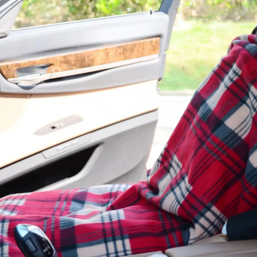 150X110 см автомобильное электрическое нагревательное одеяло из флиса в красную клетку, теплое дорожное электрическое одеяло для наружного или аварийного использования