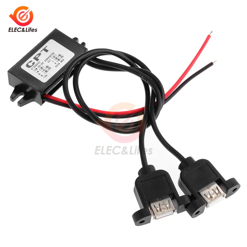 

15W 5V 3A Car Power Supply Converter Dual USB Potting Waterproof Buck Volt Power supply Output Adapter Low Heat Auto Protection