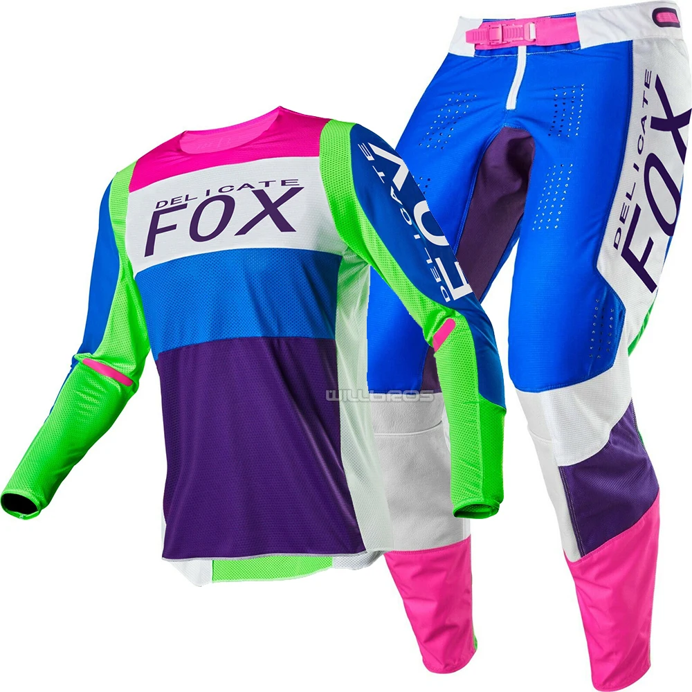 Зеленый Delicate Fox MX ATV 360 Linc для мотокросса, для взрослых, Экипировка Combo MX SX для внедорожников ATV, Джерси, брюки - Цвет: Зеленый