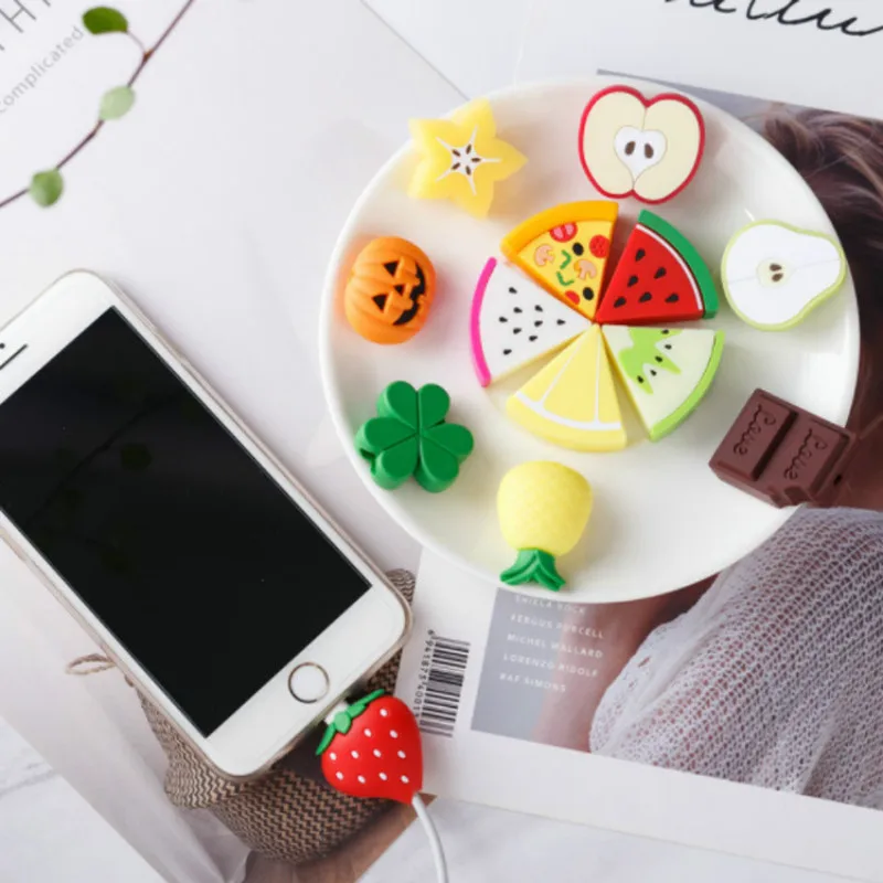 Новый милый защитный USB-кабель с изображением фруктов для iphone шнур шнура