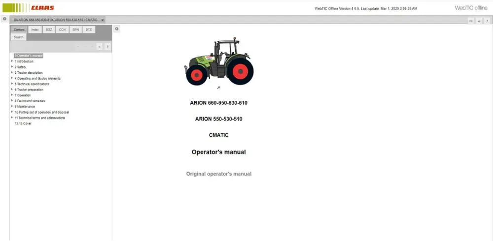 Claas WebTIC-обновление технического центра информации до [06 2021] на английском