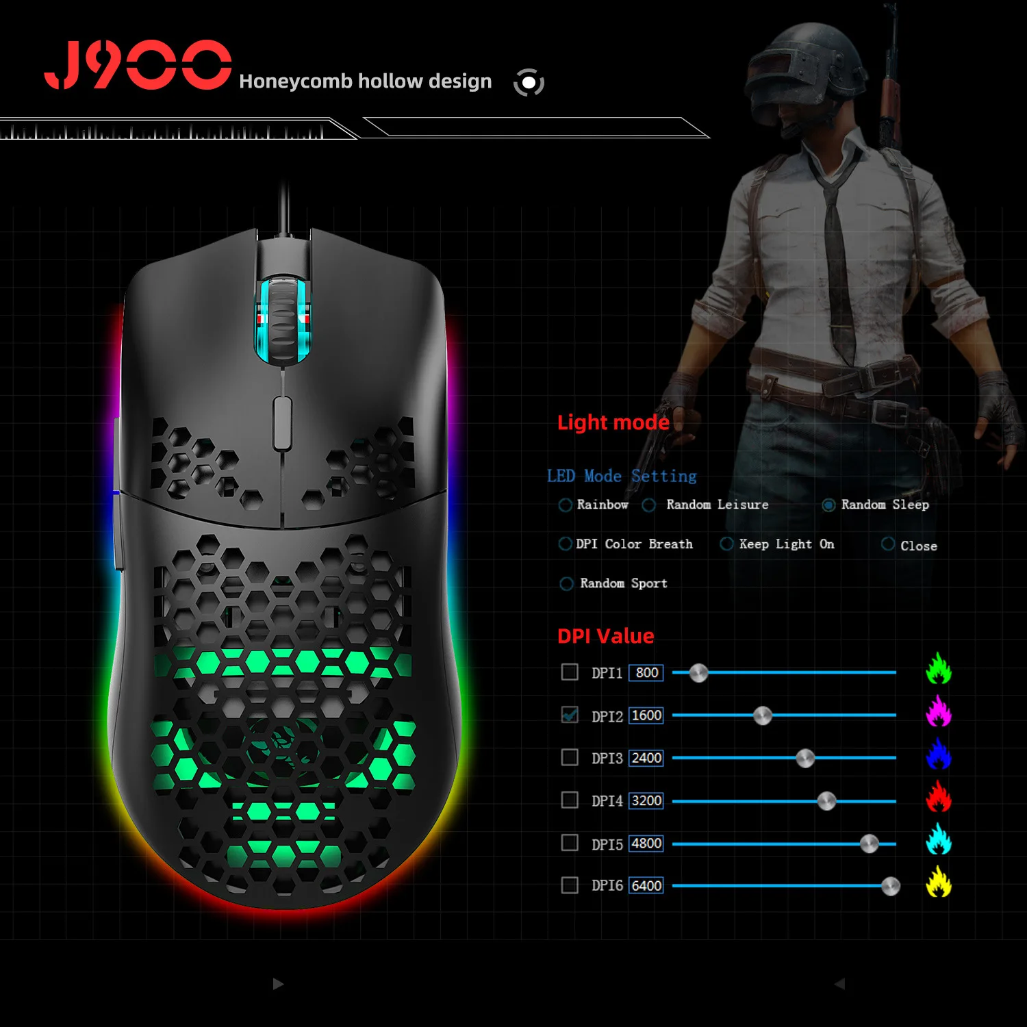 Новая игровая мышь с 7 клавишами RGB цветными огнями перспектива полый дизайн USB