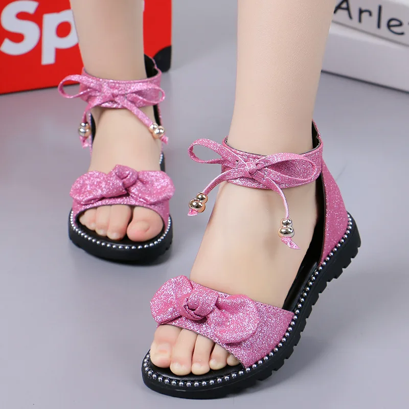 Summer Girls Sandals Fashion Bowknot Zipper Princess Girls Shoes Children Kids Baby Party Flat Sandals Shoes A857 baby shoes,kids shoes,children sandals,kids sandals