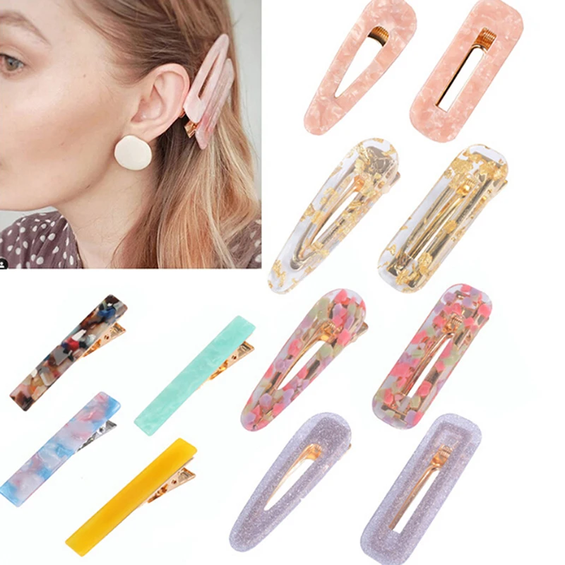 12pcs Vintage Hollow Hair Clip For Women Marble Textured Geometric Water Drop Barrette Hairpin Hollow Hairgrips Duckbill Clip
