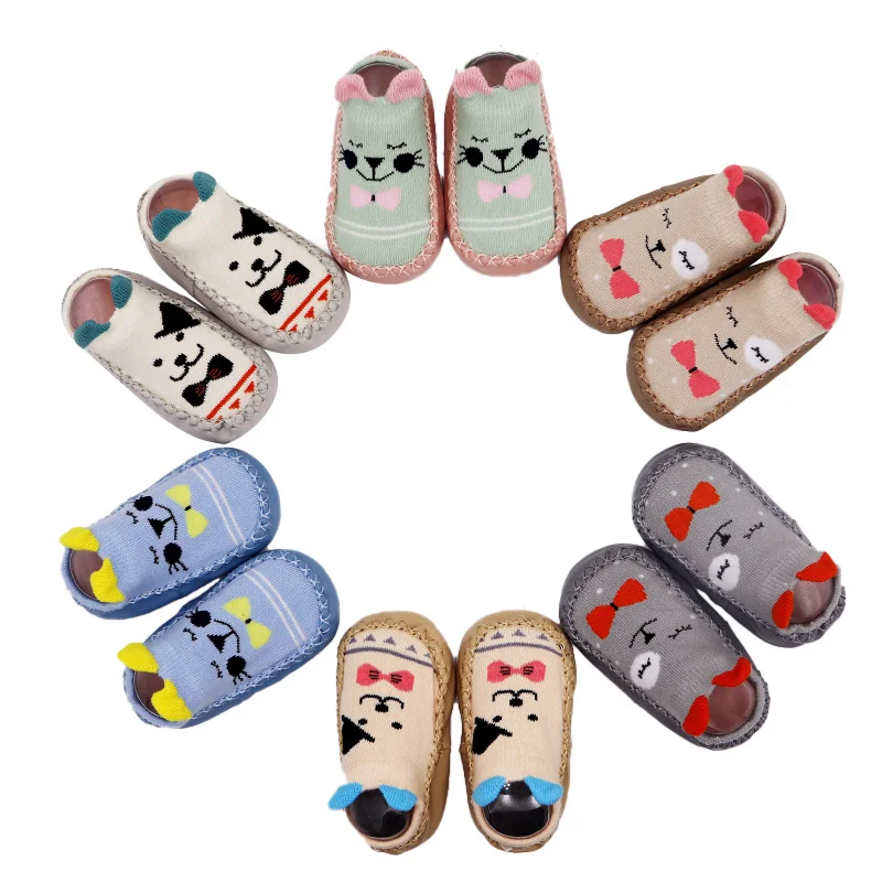 Cartoon Rubber Soles Baby Socks Newborn Anti-Slip Soft Sole Floor Socks Infant First Walker Shoes Fashion Short Shoes