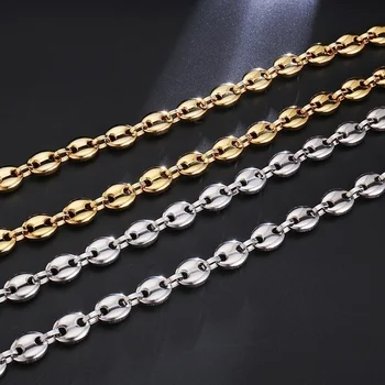 

Men's Gold Color Fashion Beads Personality Trend Coffee Bean Chain Necklace Birthday Gift