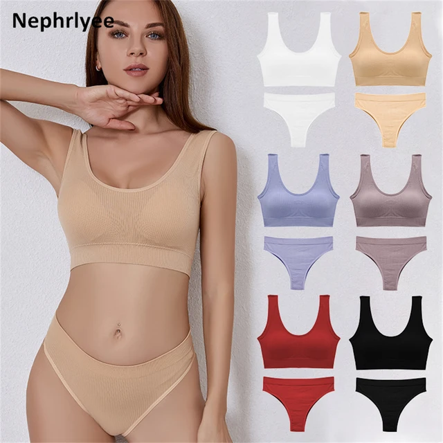 2022 Women Seamless Bra Set Sexy Thong Low Waist Panties Wire Free