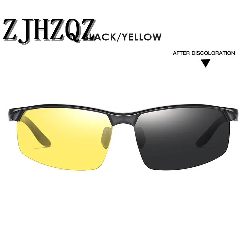 Black Chameleon Yell Спорт на открытом воздухе поляризованные Фотохроматические солнцезащитные очки вождения ночного видения пилота алюминий магния наполовину оправа для очков аксессуары - Цвет линз: Black Chameleon Yell