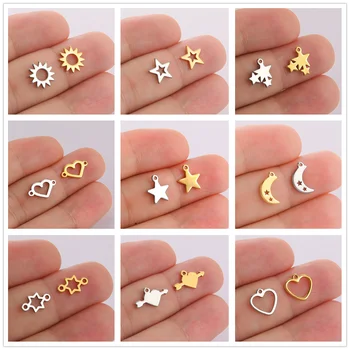 주얼리 제작용 티머 스테인리스 스틸 참, DIY 액세서리, 팔찌 목걸이 귀걸이용, 태양 별 하트 달 펜던트