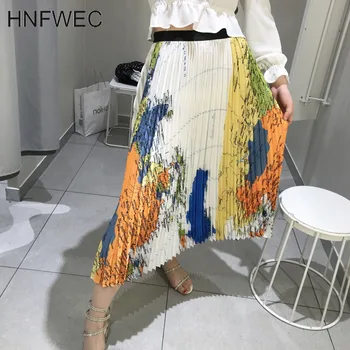 

2020 Summer New Trend Ladies Bottom Clothing High Quality Printed Wild Pleated Skirt European Style Casual Lady Skirt U121