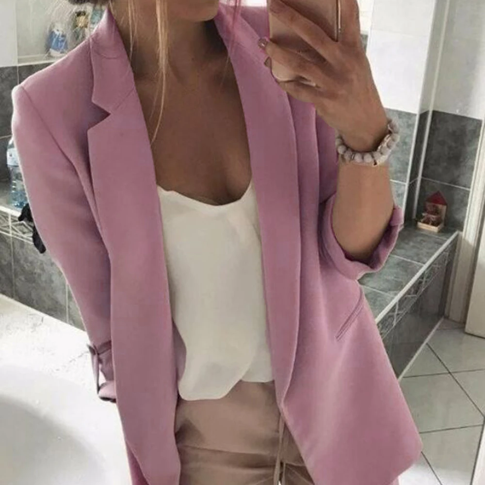 

Autumn Slim Fit Women Cardigan Jackets Casual Modish Open Front OL Casaco Feminino Ladies Solid Formal Coats Pockets Veste Femme