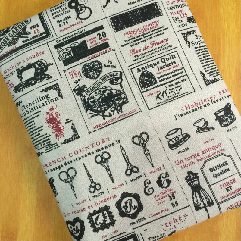 Фабричное кружево из хлопка и льна с мультяшным принтом, льняная ткань для пэчворк, Узорчатая скатерть ручной работы, наволочка