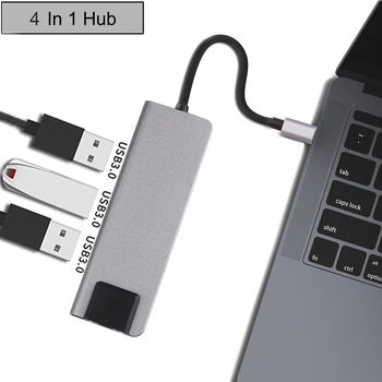 

5-in-1 USB Type-C Hub USB C Hub to Gigabit Ethernet Rj45 Lan Converter for Thunderbolt 3 USB-C Charger