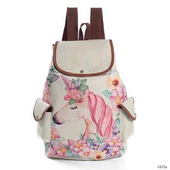 

My little pony new back pack cartoon unicorn print linen shoulder bag student school bag travel backpack