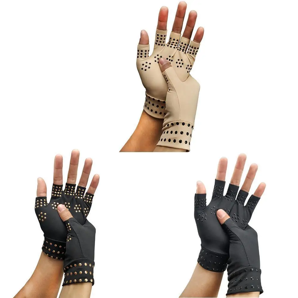 1 Pair Magnetic Therapy Fingerless Gloves Arthritis Pain Relief Heal Joints Braces Supports Health Care Yoga Sport Safe Wrist