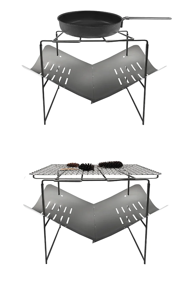 Сверхлегкая Наружная дровяная плита, многофункциональная Складная нагревательная плита из титанового сплава, барбекю, угольная плита